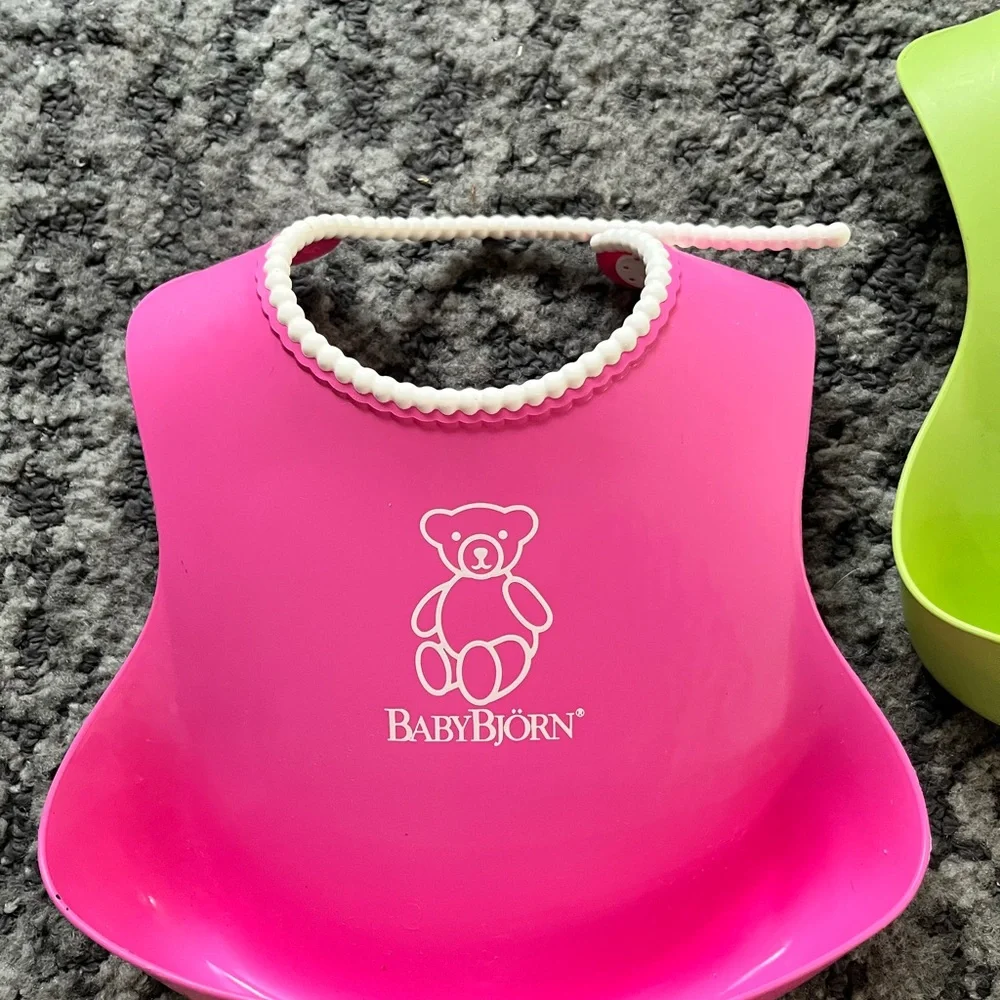 Baby Bjorn Pink and Green Soft Bib Set of 2